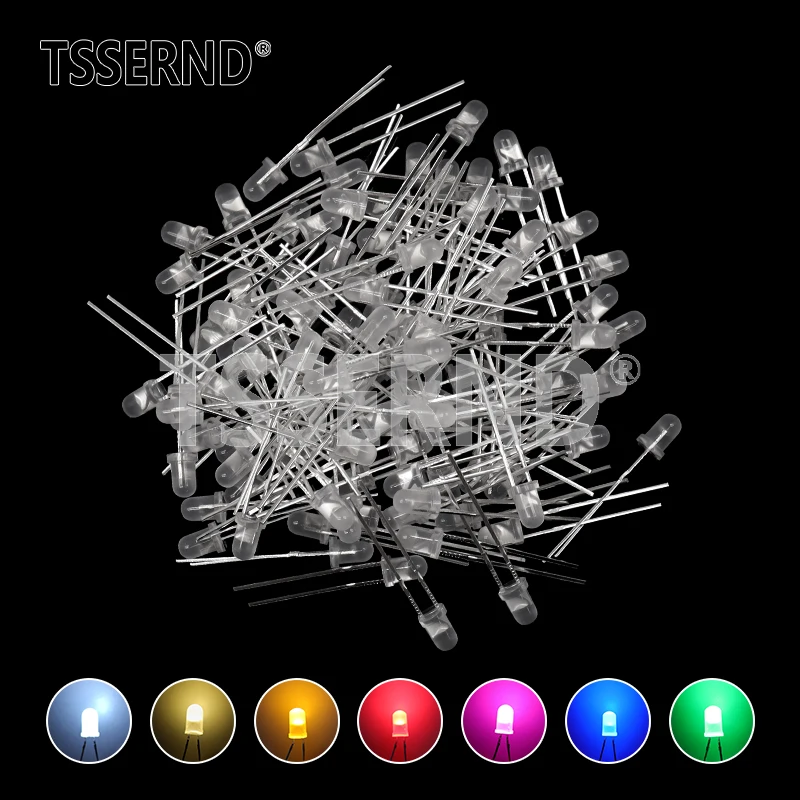 3 mm LED-Diode F3 sortiertes Kit Weiß Grün Rot Blau Gelb (60 Stück) – Bild 3