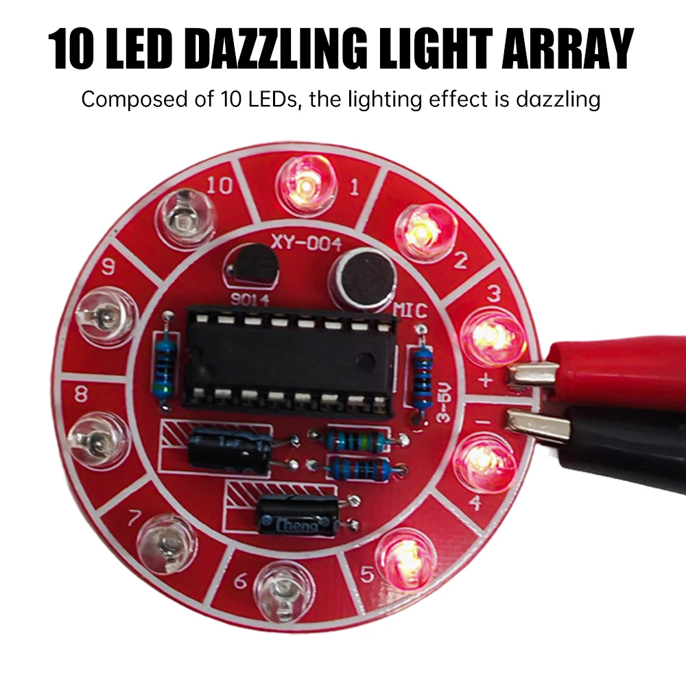 10 LED Farbwechsel-Licht-DIY-Kit DC 3-5V Schallgesteuertes Rotierendes – Bild 2