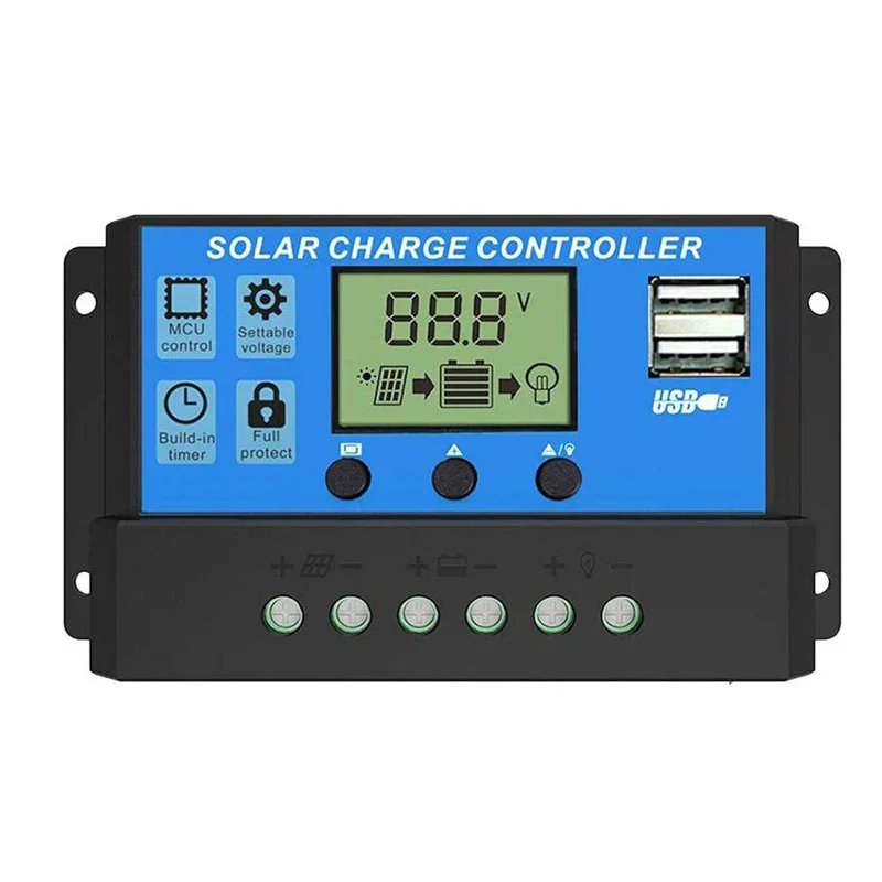 Solarladeregler 10A 20A 30A bis 100A LCD-Display Dual USB Port Auto – Bild 2
