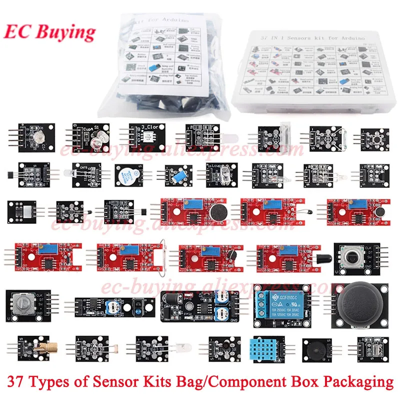 37-in-1 Sensoren-Module 37-teiliges Starter-Kit mit Box für Arduino, Geeignet für Raspberry