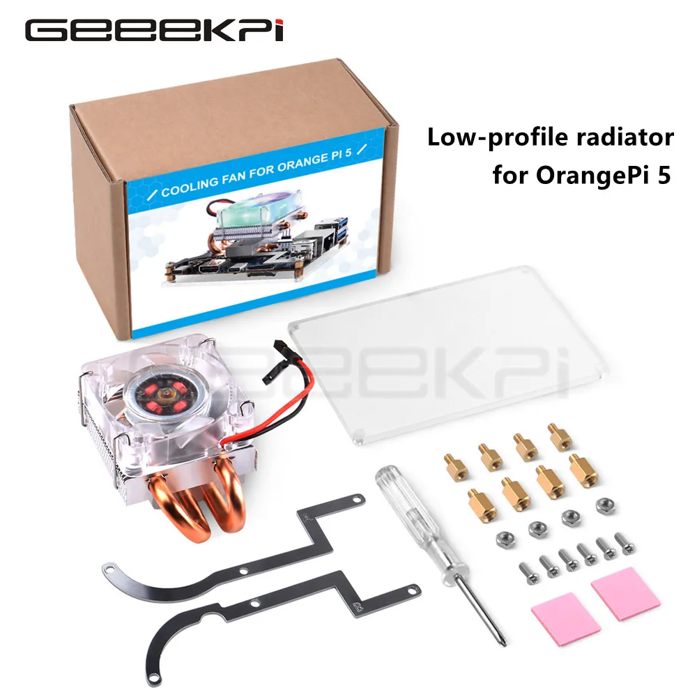 Geeekpi orange pi 5 orange pi 5b Low-Profile-Eisturm CPU RGB LED-Licht Lüfter Kühler