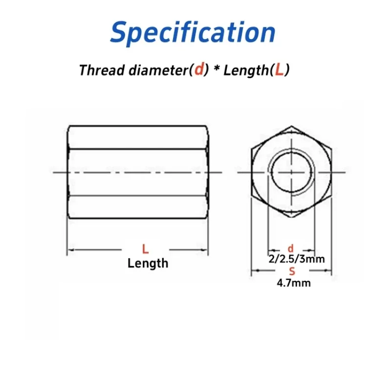 M2 M2,5 M3 Bunter Sechskant-Abstandshalter aus Aluminiumlegierung – Bild 2
