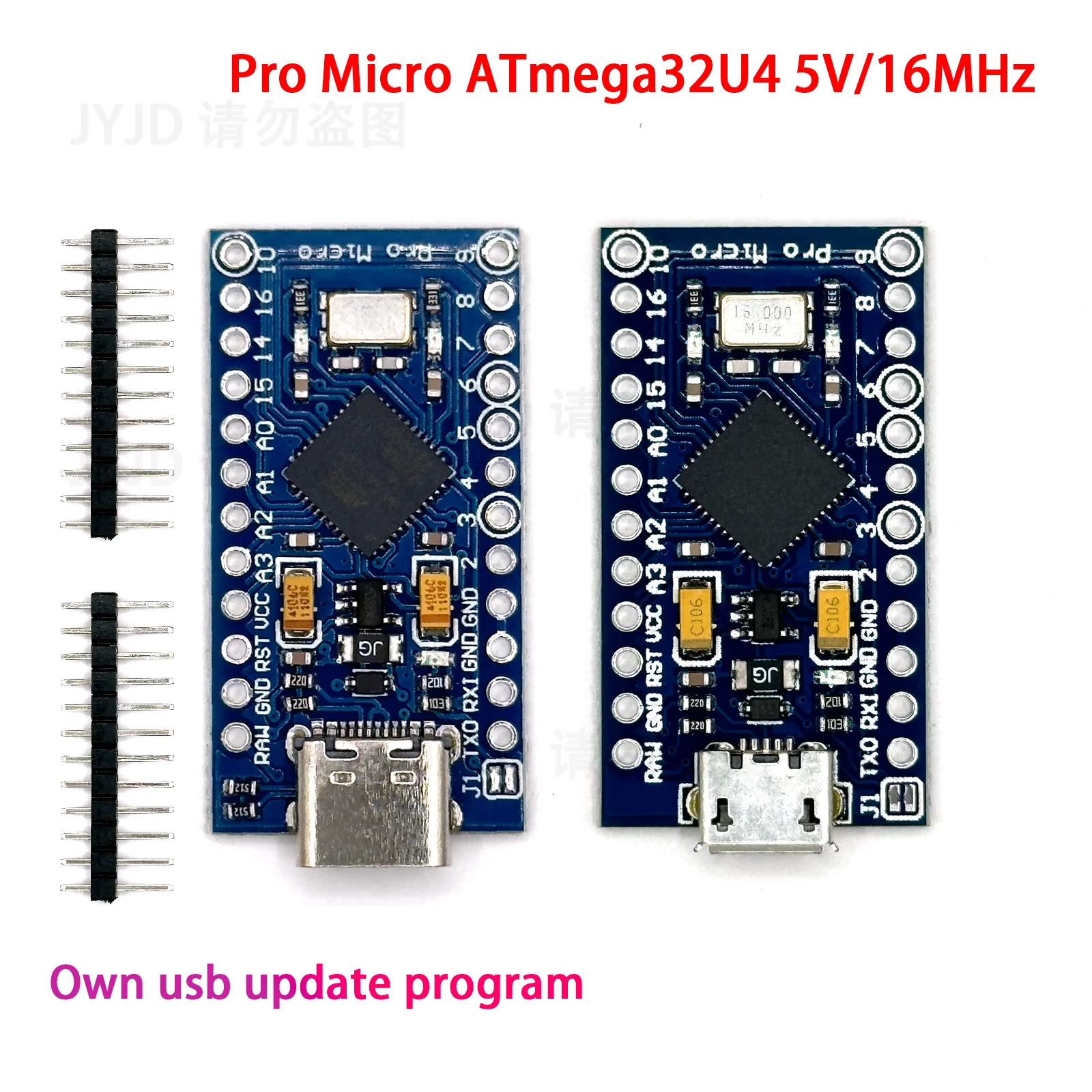 Pro Micro TypeC ATmega32U4 5V 16MHz Ersetzen Sie ATmega328 für Arduino Pro Mini mit 2-reihiger Pin-Header