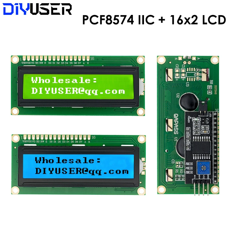 LCD1602 1602 LCD-Modul Blauer / Gelbgrüner Bildschirm 16x2 Zeichen LCD-Anzeige PCF8574T PCF8574 IIC I2C