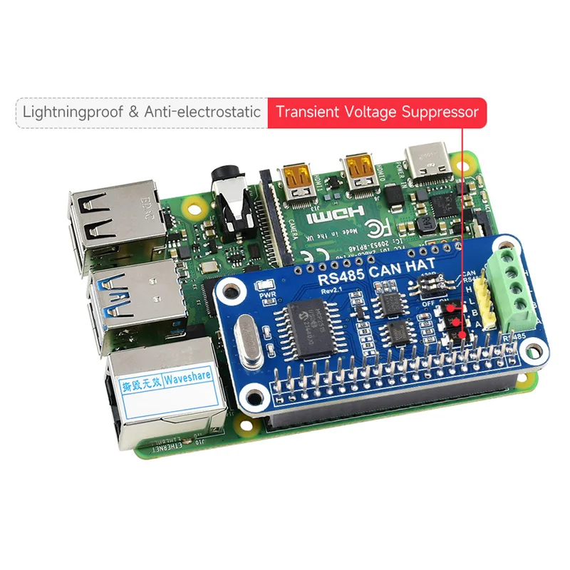Raspberry Pi RS485 CAN HAT 3,3 V MCP2515 SP3485 SPI-Schnittstelle – Bild 4