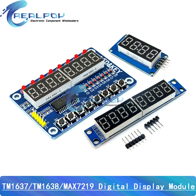 TM1638 / TM1637 4 Bits / MAX7219 8-Bit-Digital-LED-Anzeigemodul 7 Segment 0,36 Zoll Uhr ROTE Anodenröhre Vier