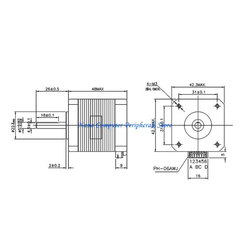 F68C 1/3PCS Nema17 Schrittmotor 48mm 17HS19-2004S1 Motor – Bild 6