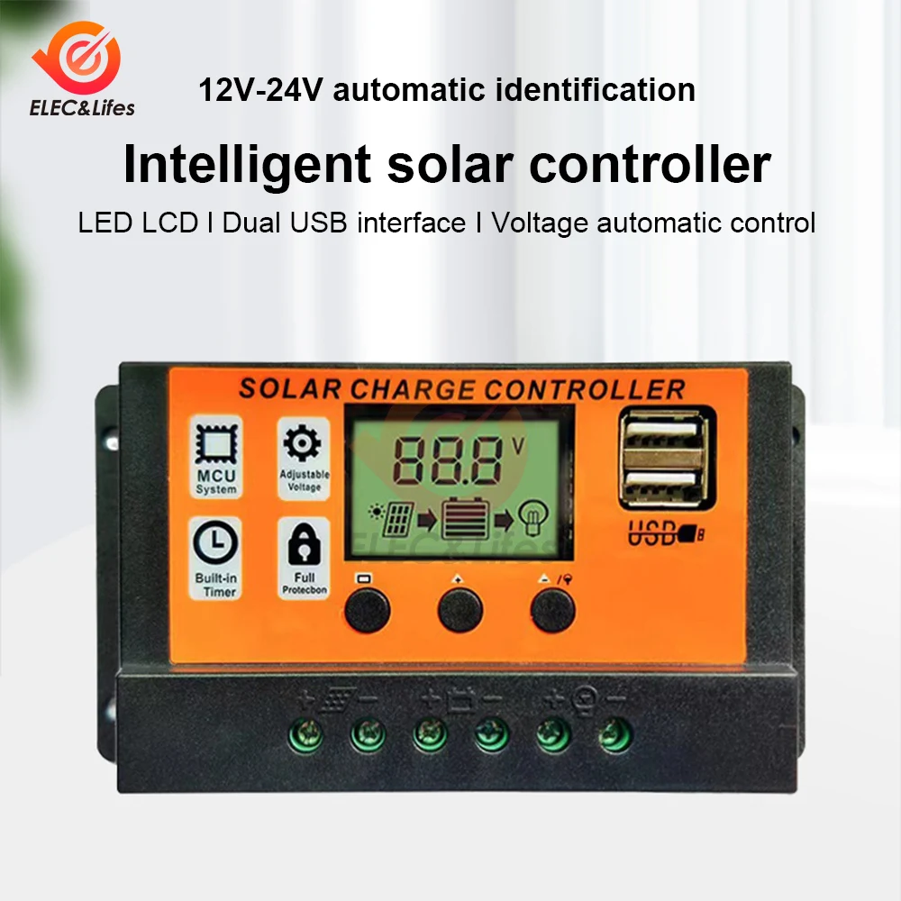 100A Solar Charge Controller Solar Panel Controller 12V/24V Einstellbare LCD Display Solar Panel Batterie