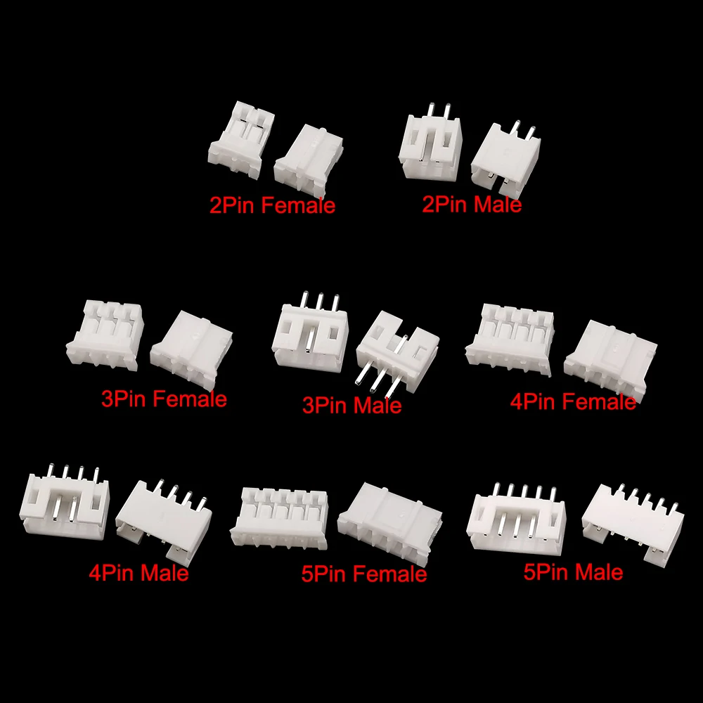 JST PH 2,0 2,0mm 2P 3P 4P 5Pin Stecker und Buchse Gehäuse Header Anschlüsse Terminal Gerade Nadel (100 Stück)