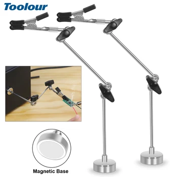Toolour Löten Dritte Hand Helfende Hände Werkzeug mit Magnetfuß Flexibler Arm Krokodilklemme für PCB/IC/SMD