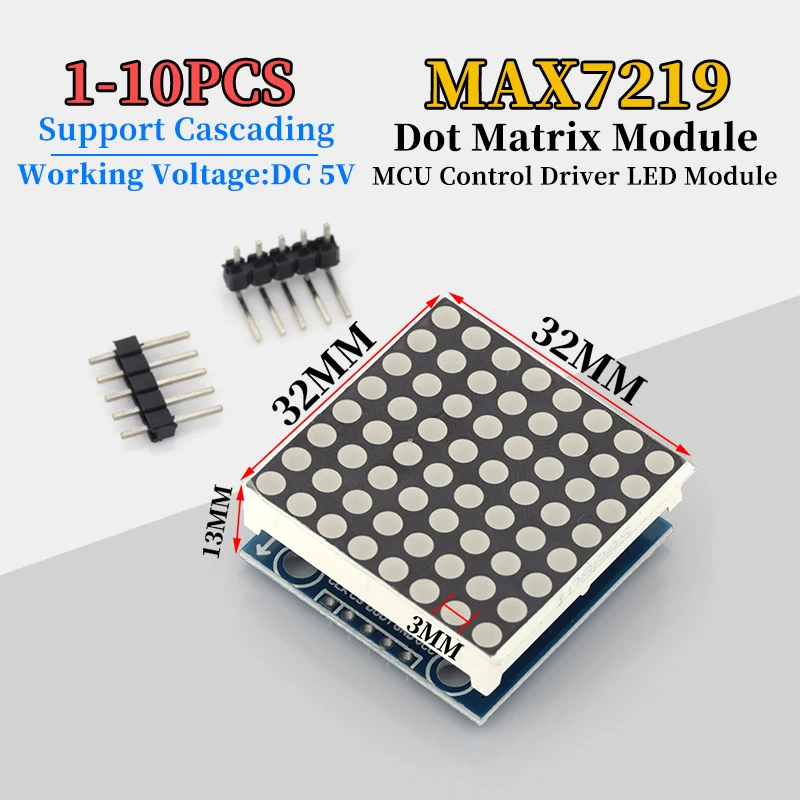 MAX7219 Dot-Matrix-Modul mit Kaskadensteuerung, MCU-Steuerung, Treiber, LED-Modul, Anzeigemodul