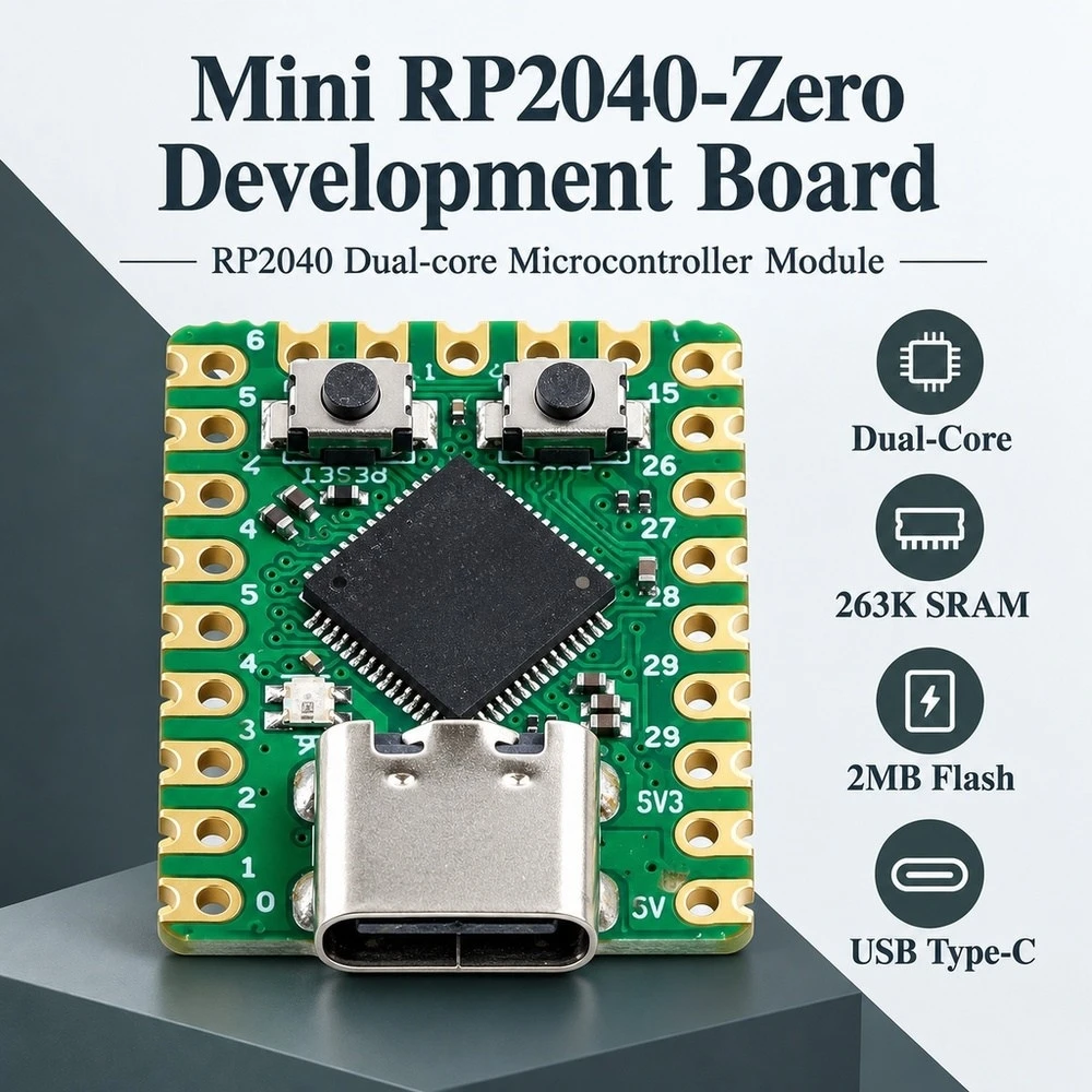 Mini RP2040-Zero für Raspberry Pi PICO RP2040 Dual-Core-Mikrocontroller-Entwicklungsboard-Modul USB Typ-C 263K