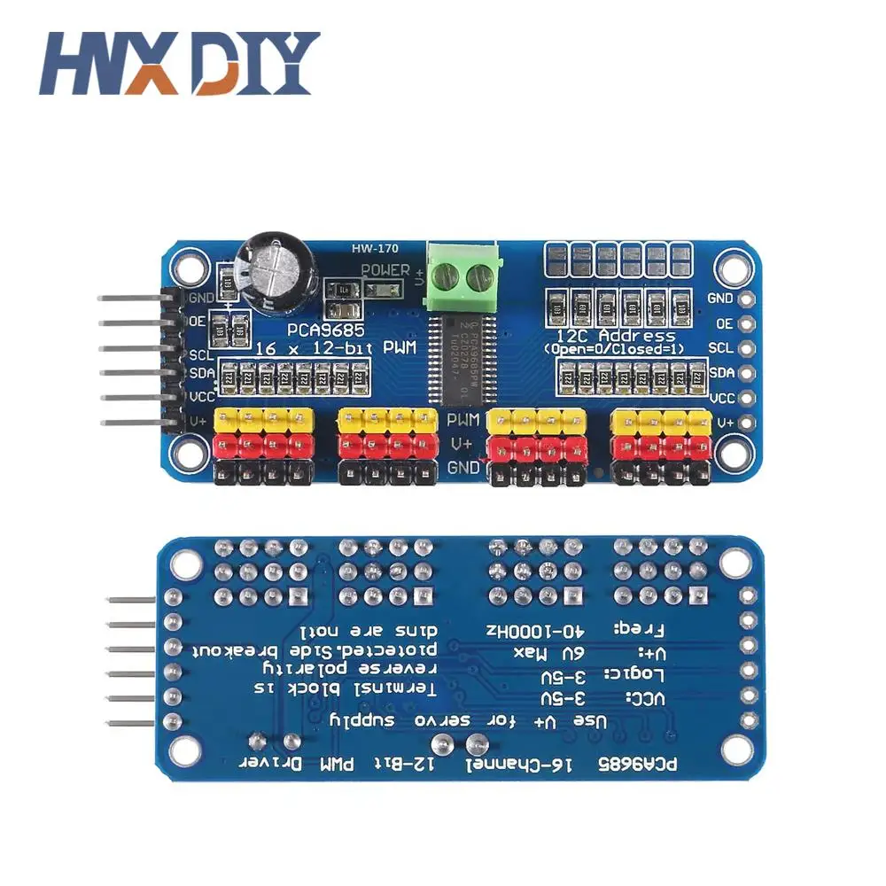 PCA9685 16-Kanal 12-Bit-PWM-Servomotortreiber I2C-Modul Roboter – Bild 3