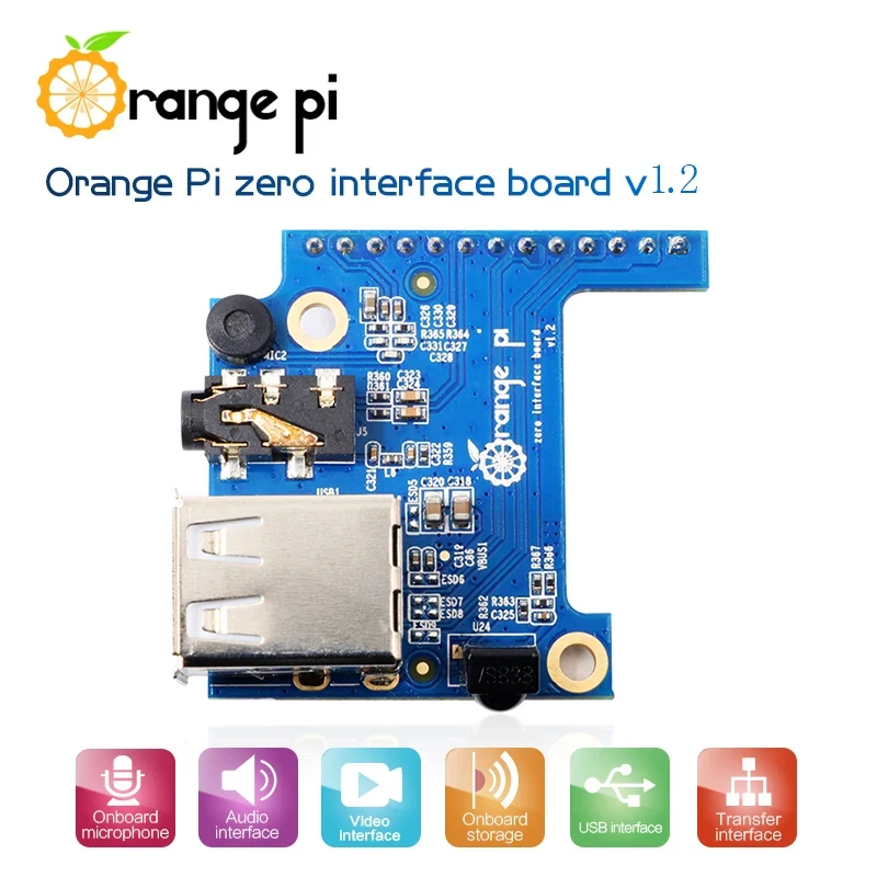 Orange Pi Zero Erweiterungsplatine USB 2.0 x2 Audio Video Mic IR-Empfänger OPi-Schnittstelle
