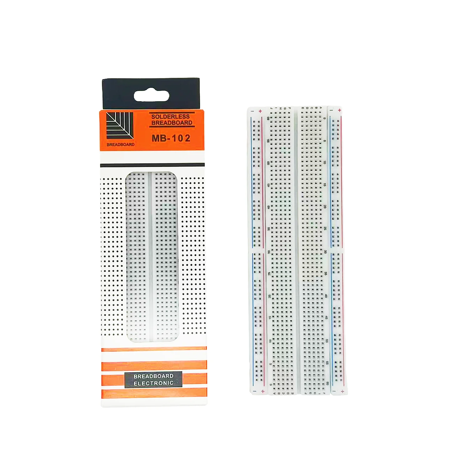 MB-102 Breadboard mit roten und blauen Kabeln: 830-Loch-Breadboard, experimentelles Verbindungsboard
