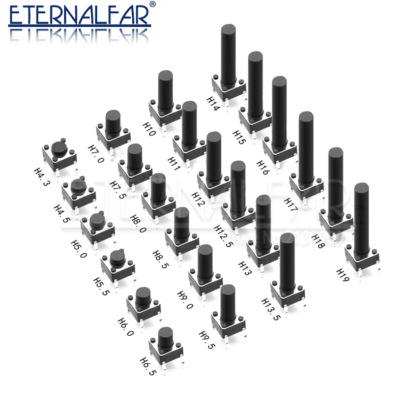 Taktiler Schalter 6x6x4,3 4,5 5 6 9 16MM 4PIN Tact Push Button – Bild 2