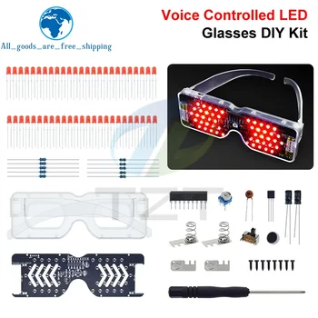 DIY LED-Brille Elektronik-Bausatz DIY Lötprojekt Übungs-Lötset Schallgesteuerte Dioden-Blitzlicht-Brille