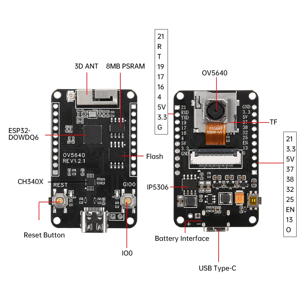 OV5640 ESP32 CAM Kameramodul-Kit Autofokus AF-72mm2,4 GHz WiFi – Bild 6