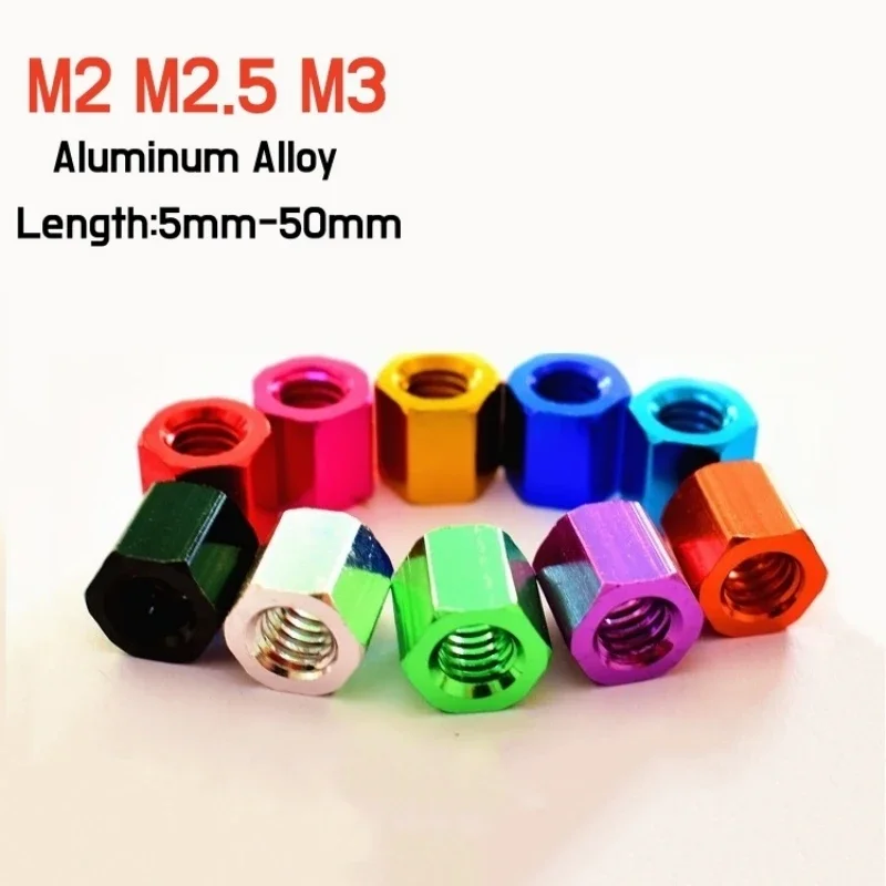 M2 M2,5 M3 Bunter Sechskant-Abstandshalter aus Aluminiumlegierung, Stangenkupplung, Verbindungshülse