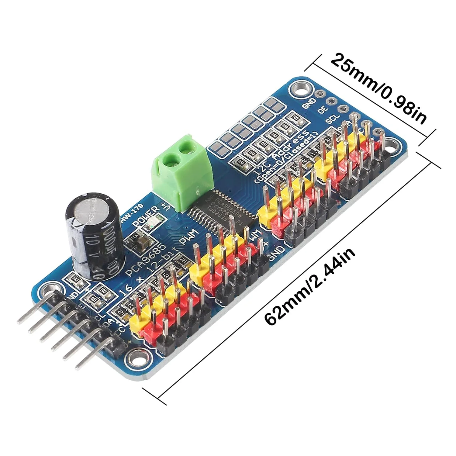 Aokin 1 Stück 16-Kanal-PWM-Servo-Treiberplatine Roboter-Controller – Bild 6