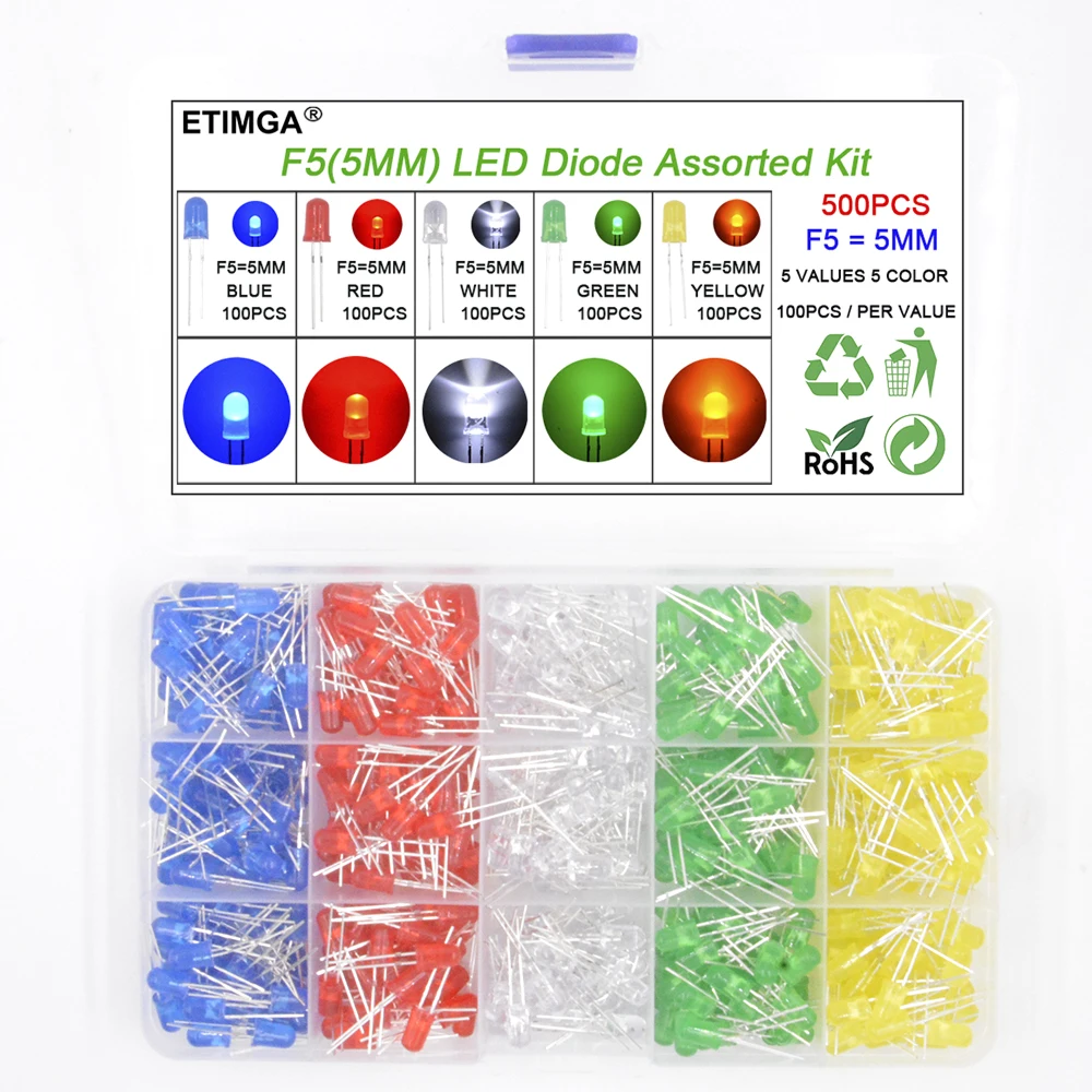 3MM 5MM LED-Dioden-Sortiment-Kit F3 F5 Leuchtdioden Elektronik-Kit-Box – Bild 4