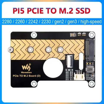 Raspberry Pi 5 PCIe auf M.2 NVMe SSD-Adapterplatine (D) HAT Pi5 2280 2242 2230 Hochgeschwindigkeits-Lesen
