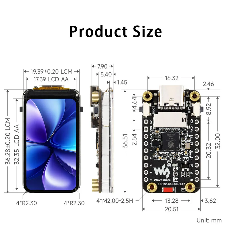 ESP32-C5-LCD-1.47 ESP32-C5 1,47-Zoll-LCD-Bildschirm-Entwicklungsboard – Bild 4