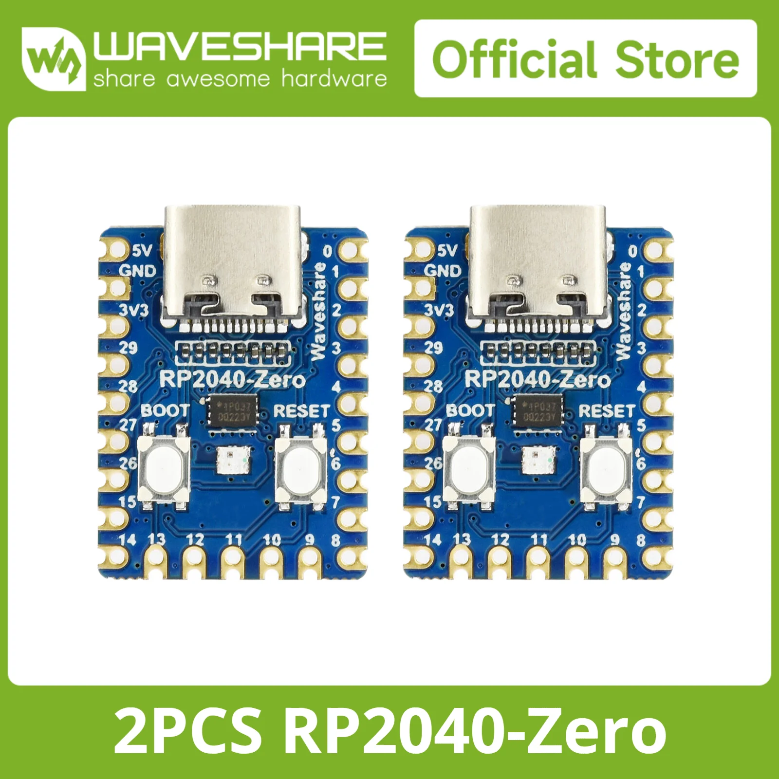 Waveshare RP2040-Zero basierend auf Raspberry Pi Mikrocontroller RP2040. Ein kostengünstiges (2 Stück)