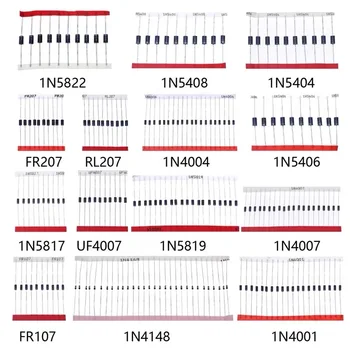 14-Werte-Schottky-Dioden-Sortiment-Set mit schneller Schaltung 1N4001 1N4004 1N4007 1N5408 UF4007 FR207 1N5817