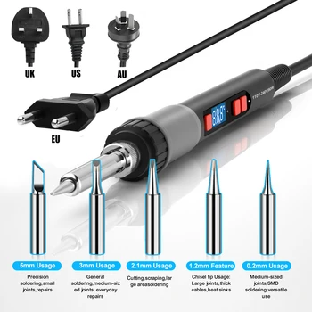 Lötkolben-Set, ILIBILIB 110V-240V 90W LCD-Digitalanzeige, einstellbare Temperatur, Lötkolben 180 bis 500 °C °