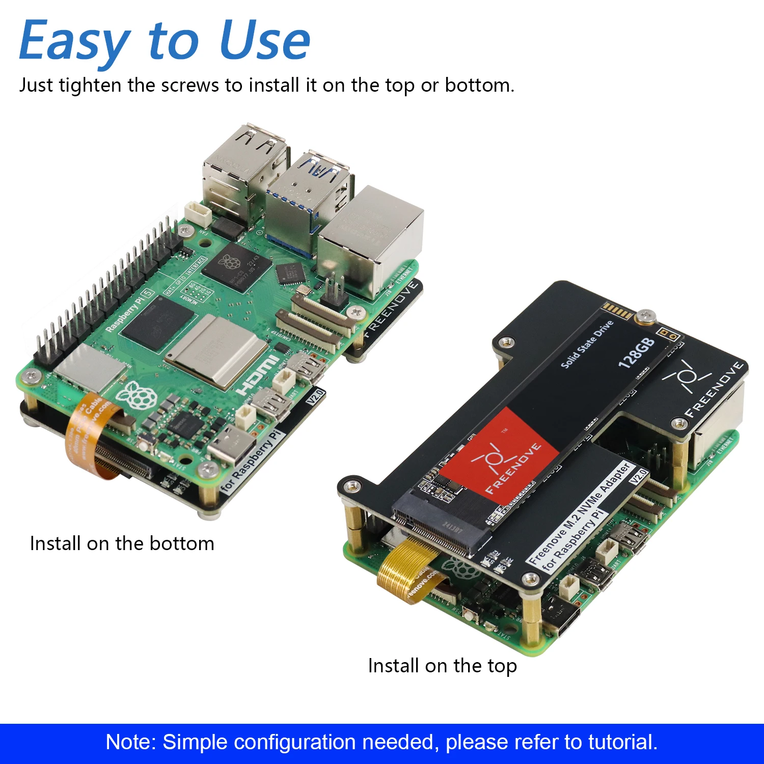 Freenove M.2 NVMe Adapter V2 für Raspberry Pi 5 mit 128 GB 256 GB 512 – Bild 4
