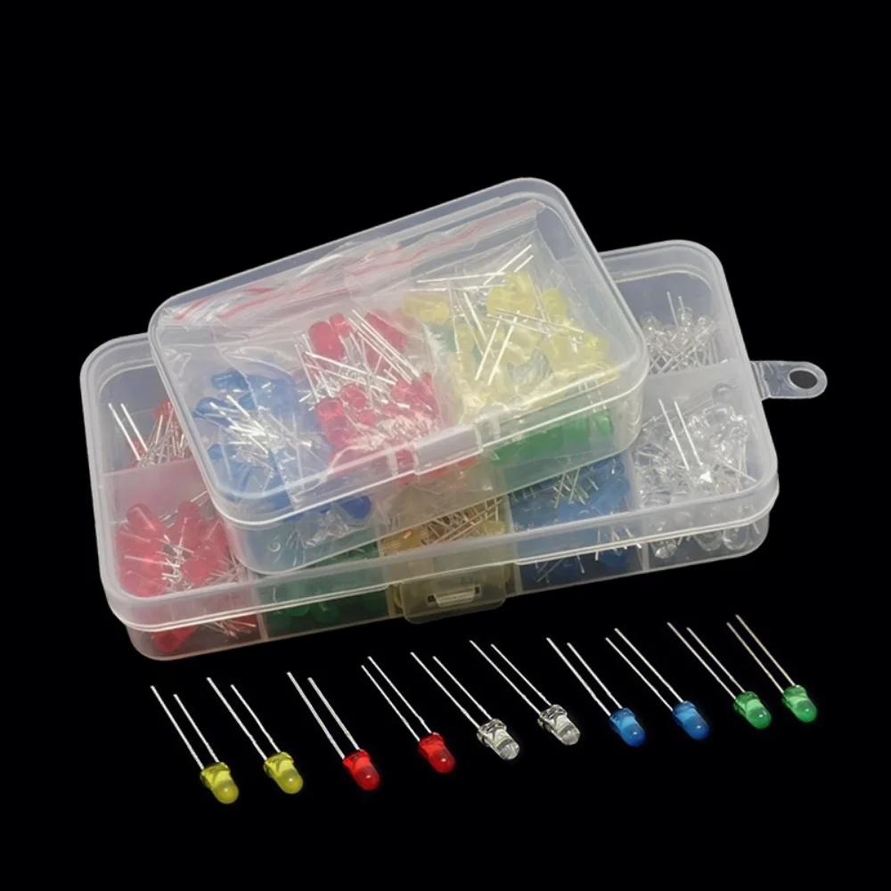 3 mm 5 mm LED-Dioden-Sortiment-Set, Weiß, Grün, Rot, Blau, Gelb – Bild 3