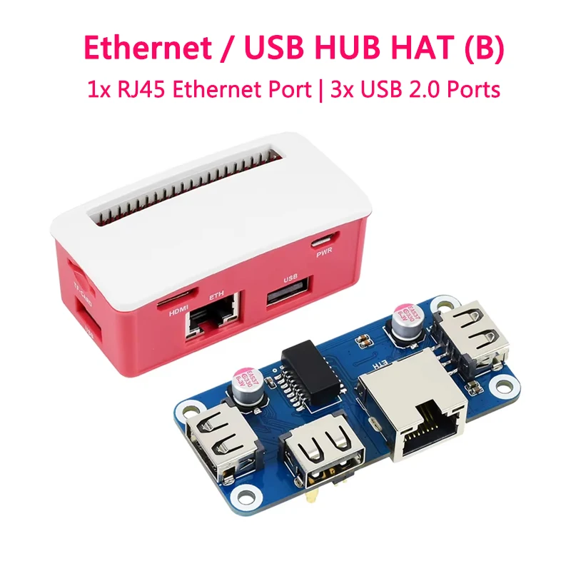 Raspberry Pi Zero Ethernet USB HUB HAT (B) Erweiterungsplatine 4x erweiterte 3x USB 2.0 Ports USB HUB BOX