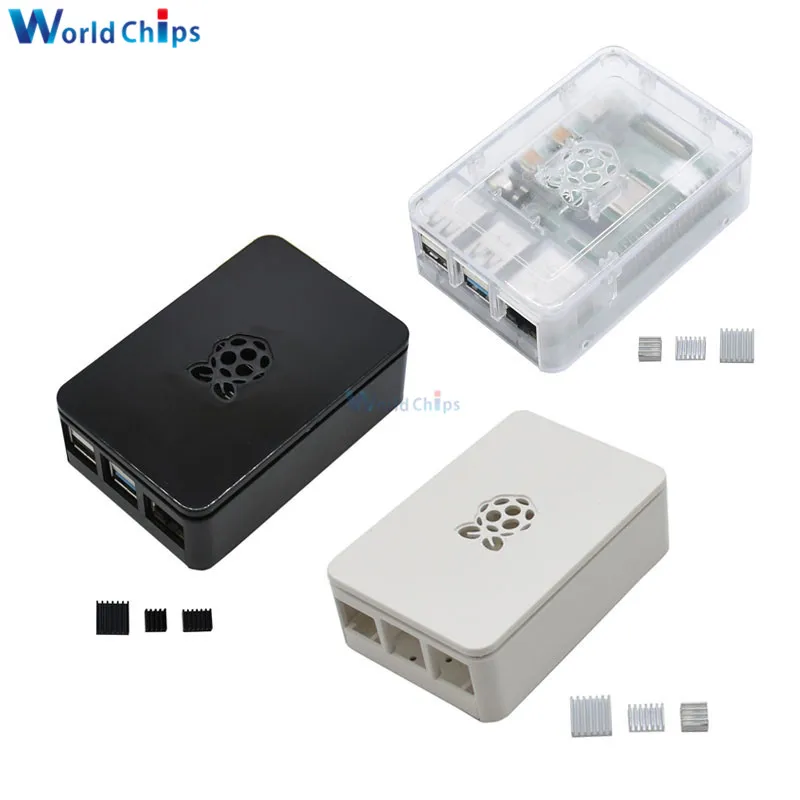 Raspberry Pi 4 Fall Schwarz Weiß Transparent ABS Fall Kunststoff Box Gehäuse w/Aluminium Kühlkörper Netzteil
