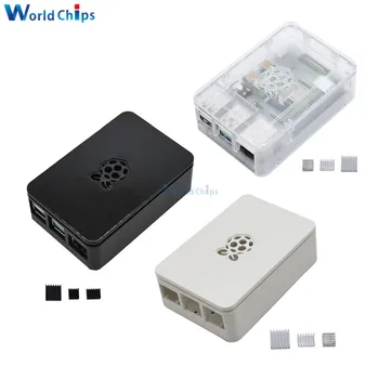 Raspberry Pi 4 Fall Schwarz Weiß Transparent ABS Fall Kunststoff Box Gehäuse w/Aluminium Kühlkörper Netzteil