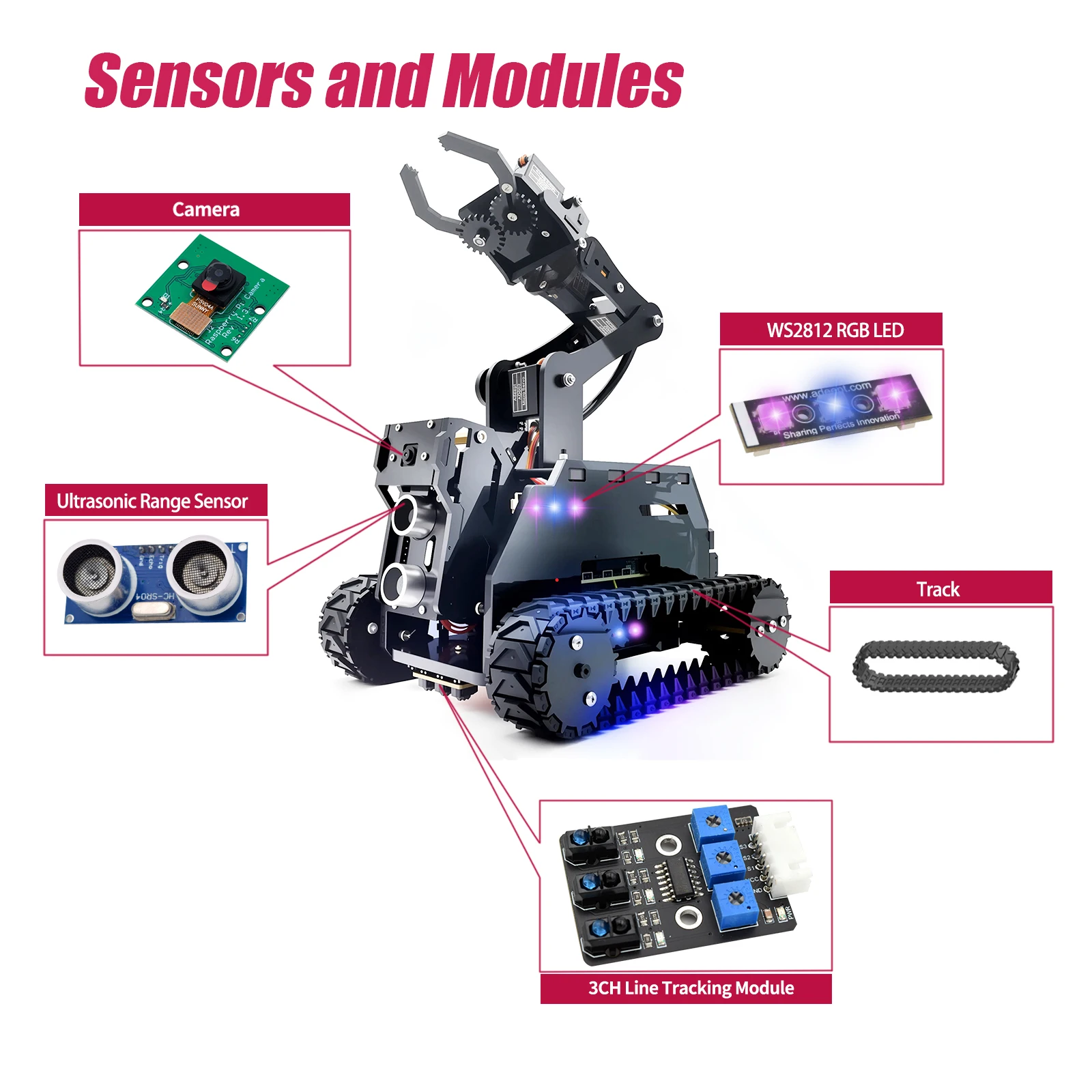 Adeept RaspTank Smart Robot Car Kit für Raspberry Pi 4/3B/3B+ – Bild 5