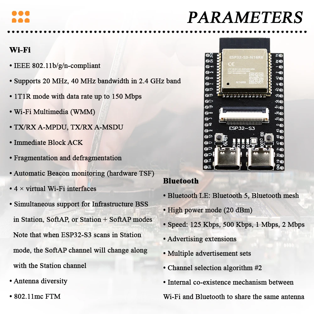 ESP32 S3 N16R8 CAM Development Board 2,4G Wifi BT Kamera Modul – Bild 5