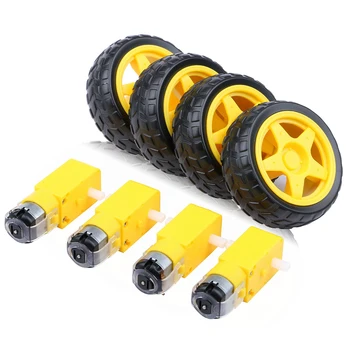 DC-Elektromotor 3-6 V Doppelwellen-Getriebe TT DC-Motor magnetischer Getriebemotor mit 4 Stück Smart (4 Stück)