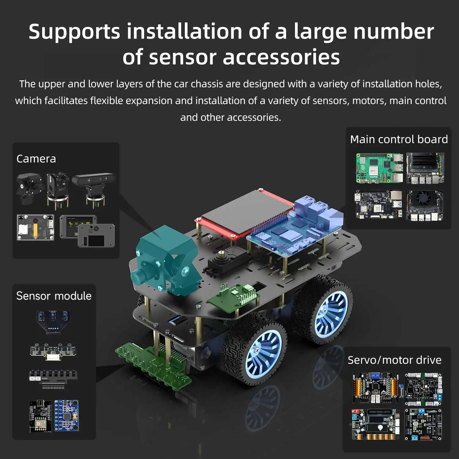 Yahboom Smart Robot Car Chassis Radsatz aus Aluminiumlegierung – Bild 3