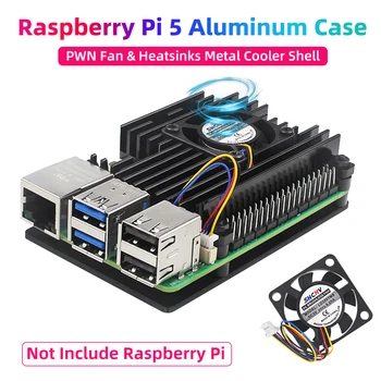 Himbeer Pi 5 Aluminium gehäuse mit Pwn Fan Silikon Kühlkörper aktiv passive Kühlung Kühler Metalls chale