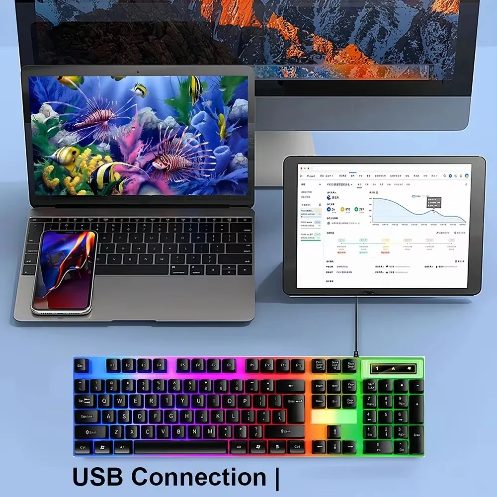 Verdrahtete Tastatur Und Maus Set USB Leuchtende Mechanische Tastatur – Bild 5