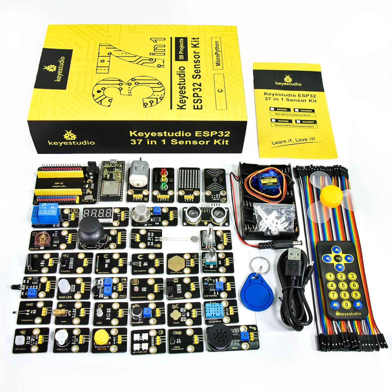 Keyestudio ESP32 RFID 37-in-1-Sensor-Kit mit ESP32-Board für Arduino STEM Elektronik-DIY-Kit für Erwachsene