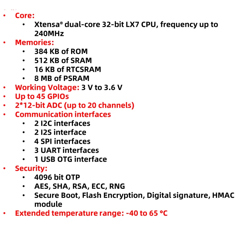 ESP32-S3 OV3660 OV5640 N16R8 CAM Entwicklungsboard – Bild 4
