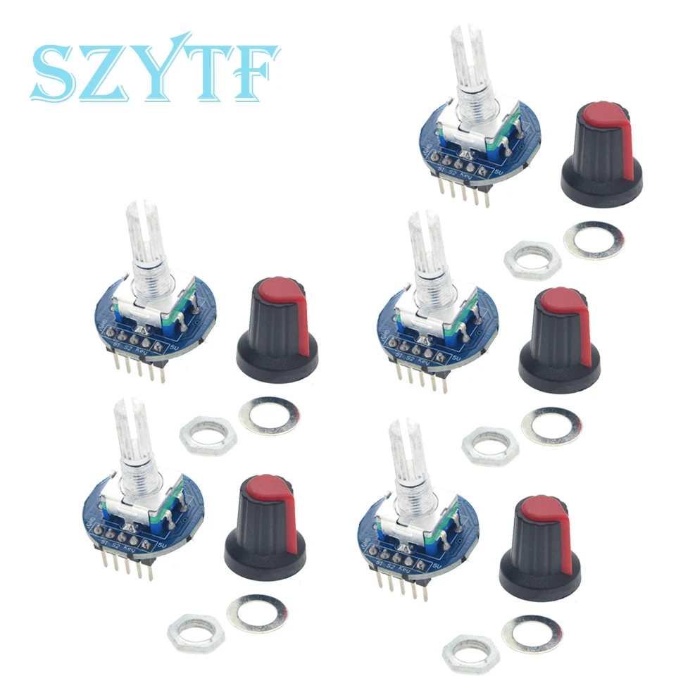 Drehgeber Potentiometer 5V Runde Digitale Audio Rotierenden Control Schalter Modul Mit Knopf Kappe