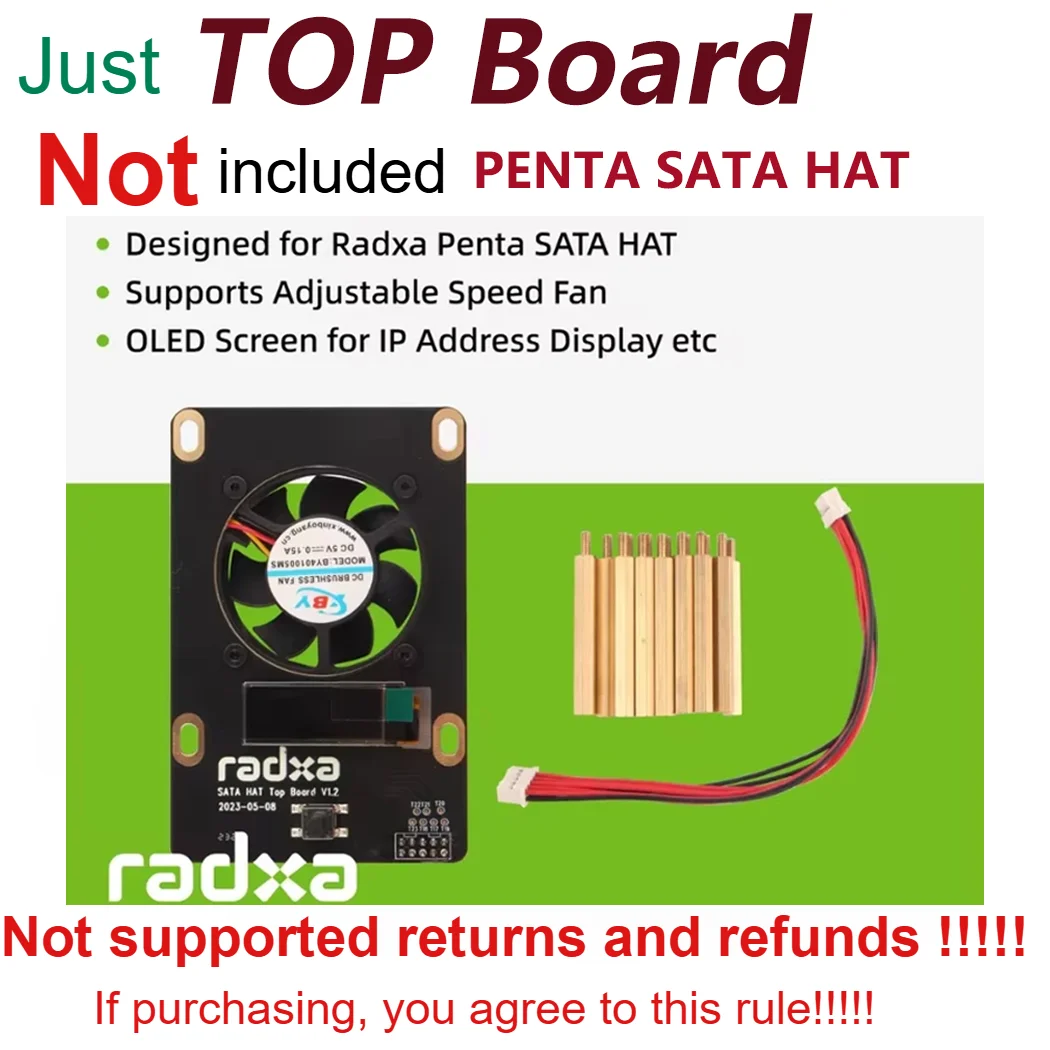 ROCKPI Penta SATA HAT - Bis zu 5x SATA-Laufwerke HAT für Raspberry Pi 5 und ROCK Pi SBCs Kits