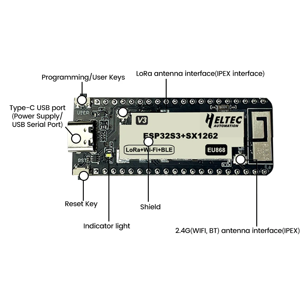Stick Lite ESP32 LoRa V3 Entwicklungs platine ESP32-S3FN8 CP2102 – Bild 5