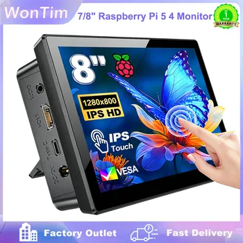 Raspberry Pi 5 4 7/8 Zoll Touchscreen IPS 1280x800 HD LCD HDMI-Display für RPI 4B 3B+ 3B PC Sekundärbildschirm