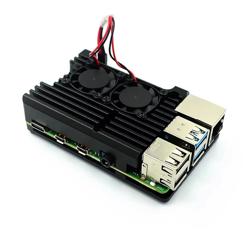 Raspberry Pi 4/3 Aluminium gehäuse mit Doppel kühl ventilator Metalls – Bild 2