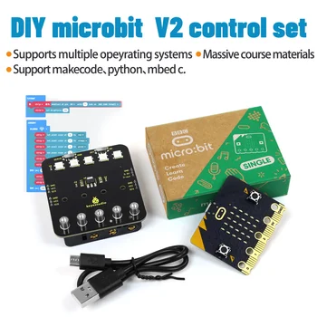 DIY Microbit V2 Steuerungsset mit USB-Kabel für BBC Micro:bit STEM-Programmierung, unterstützt Makecode/Python