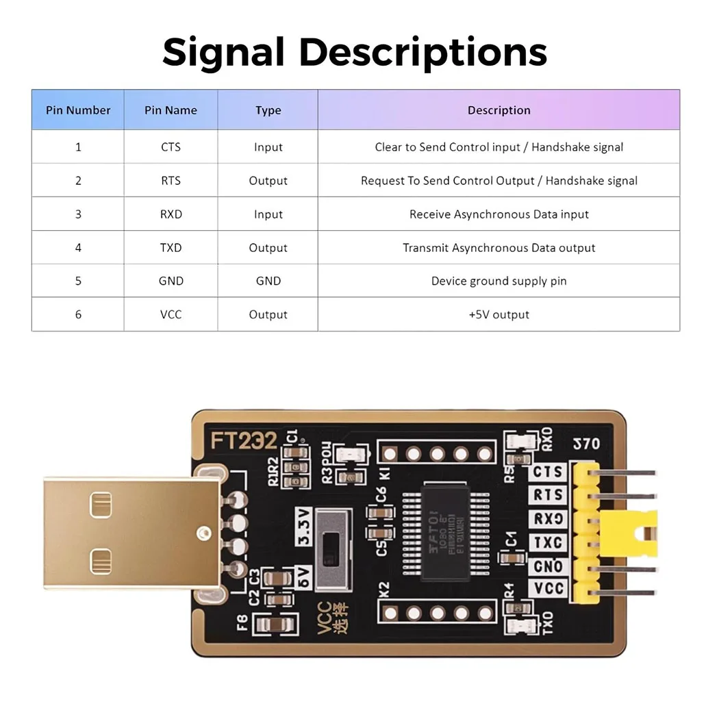 USB-zu-TTL-Adapter FT232RL, USB-zu-Seriell-Konverter mit FTDI UART – Bild 6